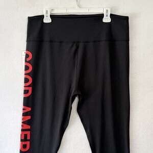 Good American Core Power Red Logo Black Leggings Workout Wear Size 6 NEW